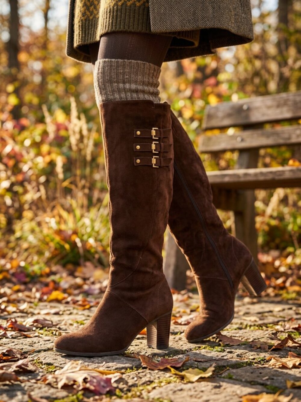 Kathy Van Zeeland Vintage Brown Suede Knee-high Boots